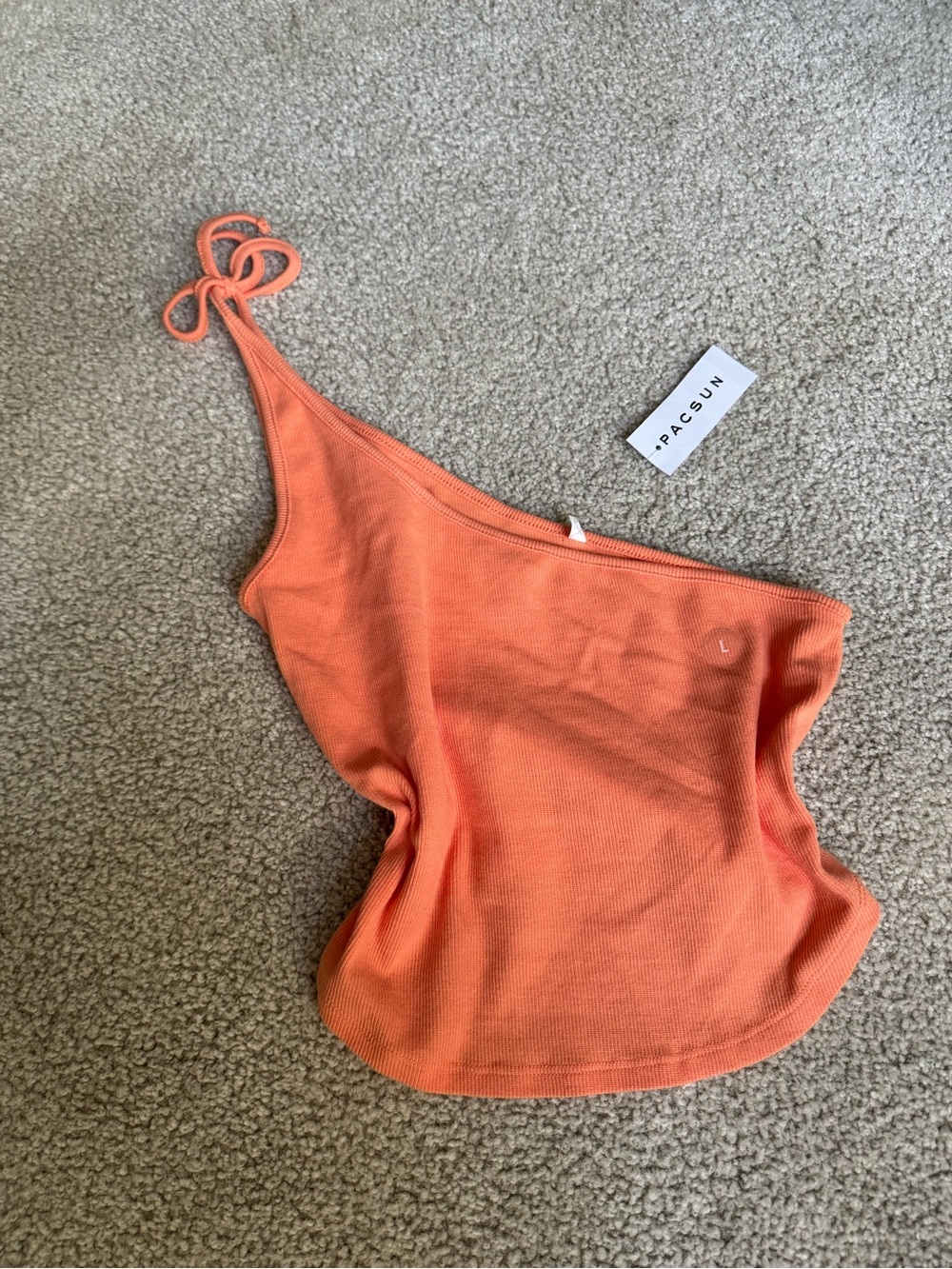 PacSun Coral One-Shoulder Ribbed Camisole with Tie Strap y2k NWT